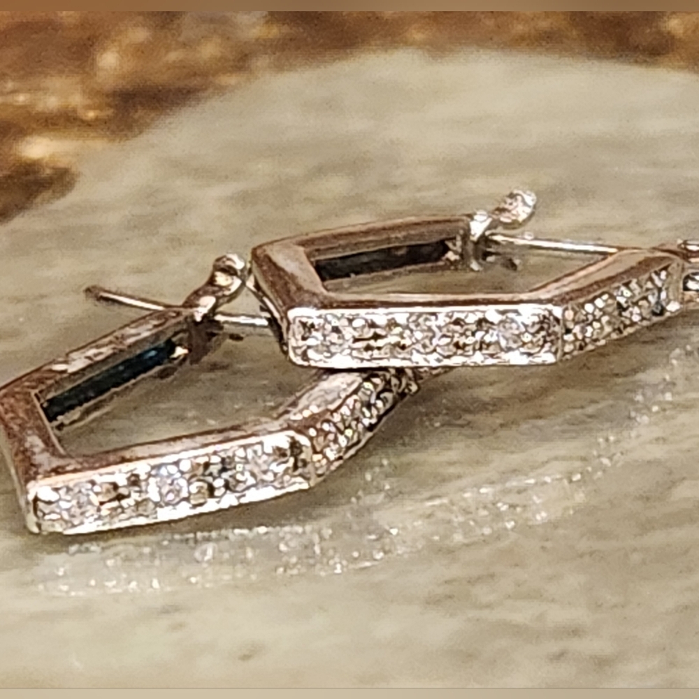 Sterling Silver Diamond Earrings